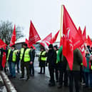 Hundreds of workers downed tools at Camelon coach builders Alexander Dennis Ltd (ADL) last December and are now taking another two weeks of strike action in January
(Picture: Michael Gillen, National World)