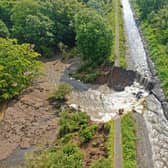 An aerial view of the 30m wide breach on Wednesday.  (Pic: Scottish Canals)