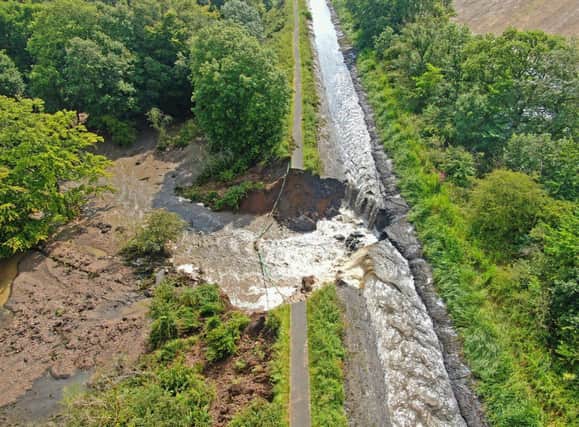 An aerial view of the 30m wide breach on Wednesday.  (Pic: Scottish Canals)