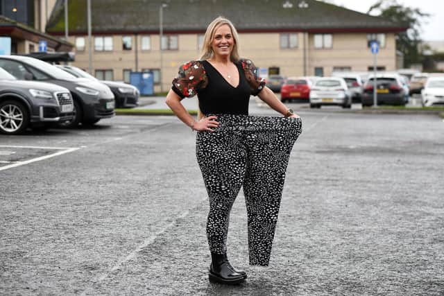 Val Hicklin, from Denny, has lost over seven stone since joining Slimming World in June 2021.  She's gone from a size 18/20 to a size 10. Picture: Michael Gillen.