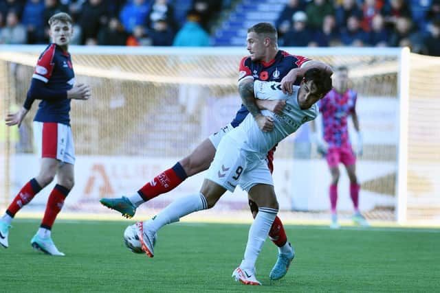 Ryan Shanley in action for former club Edinburgh City against Falkirk back in November (Photo: Michael Gillen)