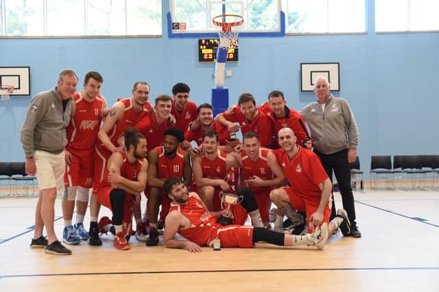 The Scottish Cup winning Falkirk Fury senior men squad pictured with head coach John Bunyan (Pics by Donald Stewart)