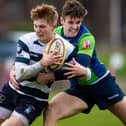 Heriot's Harry Paterson being tackled by Boroughmuir Bears' Glen Faulds during a Super6 game at Goldenacre in Edinburgh in January last year (Photo: Ross MacDonald/SNS Group/SRU)