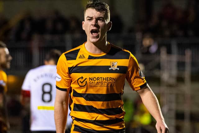 New Stenhousemuir recruit Adam Brown pictured playing for Alloa Athletic against Partick Thistle in January 2019 (Photo by Alan Harvey/SNS Group)