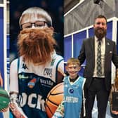Left, Max Philliban, 10, and brother Connor, six, pictured with head coach Gareth Murray; centre Max dressed as the head coach and right; Max and his friend Jake Ritchie pictured with head coach Gareth Murray while dressed as him.  (pic: contributed)