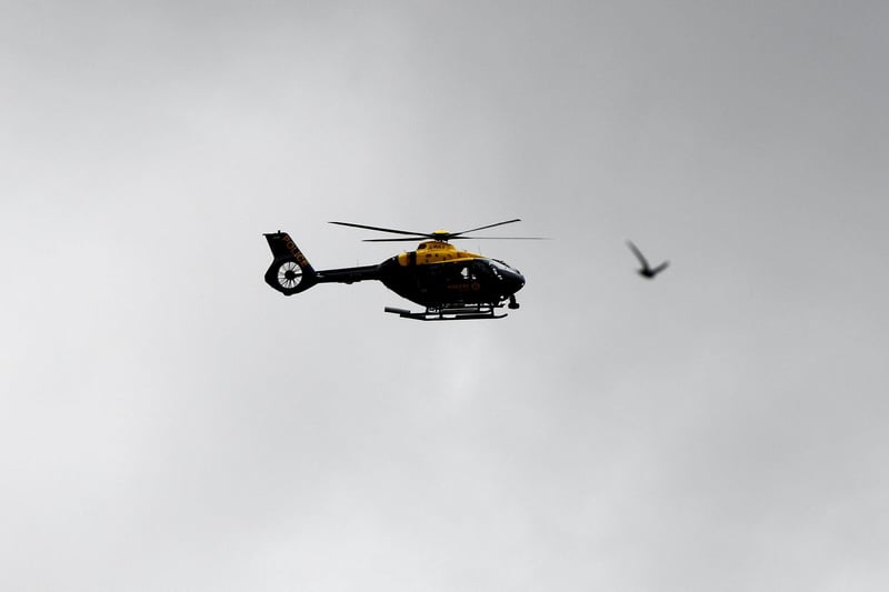 Police Scotland helicoper pays an overhead visit to the Helix Park event