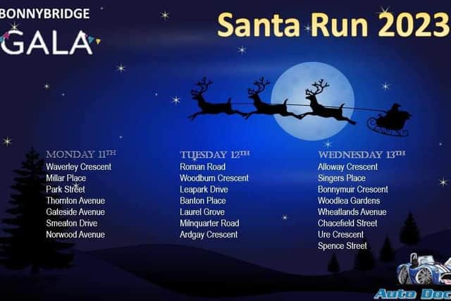 The annual Bonnybridge Gala Santa run is happening from December 11 to 13, 2023.