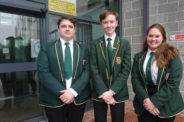 St Mungo's pupils, left to right, Callum Muir, 18, Declan McGavin, 17, and Caitlin O’Donnell, 17,