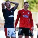 Gary Oliver (left) will miss FC Edinburgh game this weekend (Pic Michael Gillen)