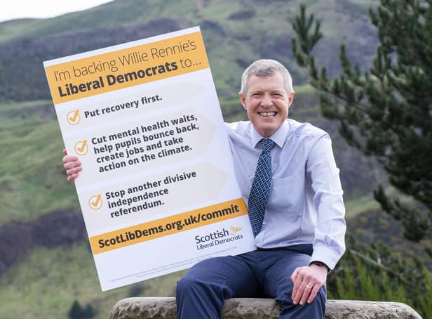 Scottish Liberal Democrat Leader Willie Rennie unveils his commitment card ahead of the first TV debate. (Pic: Lisa Ferguson)





Scottish Liberal Democrat Leader Willie Rennie unveils his commitment card ahead of the first TV debate.







Scottish Liberal Democrat Leader Willie Rennie unveils his commitment card ahead of the first TV debate.