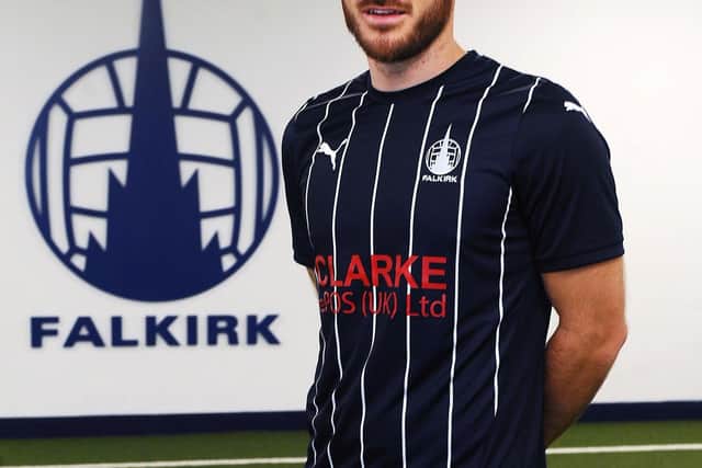 Falkirk's home kit last season with then sponsor Clarke ePOS