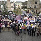 The ‘Hands Off Our History’ rally, held at Linlithgow Cross on Saturday. Photo by  Angus Laing.