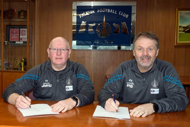 Falkirk management duo John McGlynn and Paul Smith penned new four-year deals on Friday after 'exceeding expectations' this Championship season (Photo: Ian Sneddon)