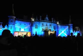 Callendar House bathed in light at the start of the 2009 firework display.