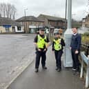 PCs Stirling and Scott with Councillor Jack Redmond in Bonnybridge. Pic: Contributed