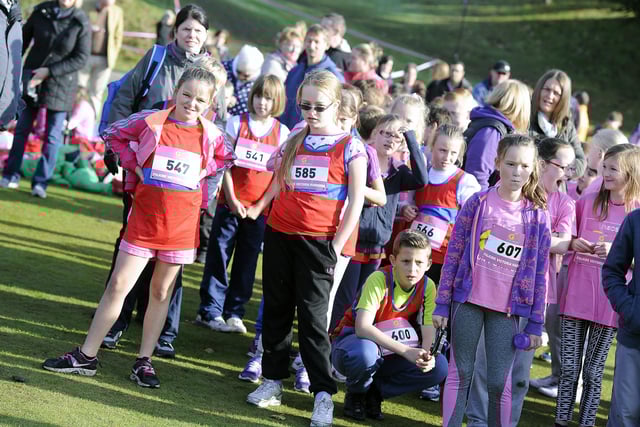 Young runners getting ready for the warm-up.
