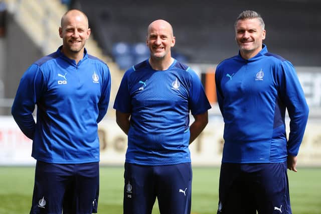 The new Falkirk coaching team will get their first taste of competitive action at the Falkirk Stadium and in front of supporters when they face Albion Rovers in their opening Premier Sports Cup group stage game on Tuesday night. (Pic: Michael Gillen)