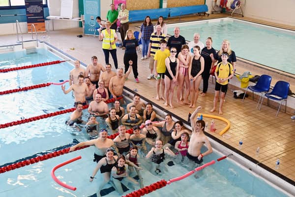 Cheers from those taking part in the Rotary Club of Falkirk annual Swimarathon on Sunday