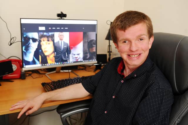 Dennyloanhead resident Andrew Moodie runs his own movie review website and is hoping to become a professional film critic. Picture: Michael Gillen.