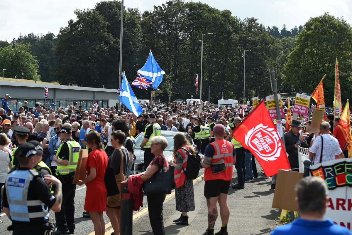Protest In Falkirk Road closed in Falkirk town centre as protests grow outside asylum ...