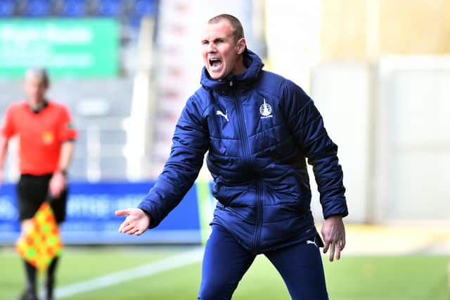 Interim coach Kenny Miller animated on the touchline (Pictures: Michael Gillen)