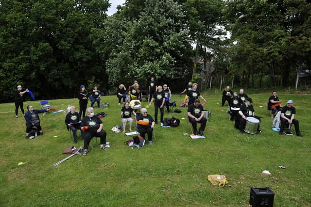 Falkirk-based Freedom Of Mind Community Choir is celebrating a windfall from Creative Scotland that's helped it to fund a new website and samba drumming set. Picture: Michael Gillen.