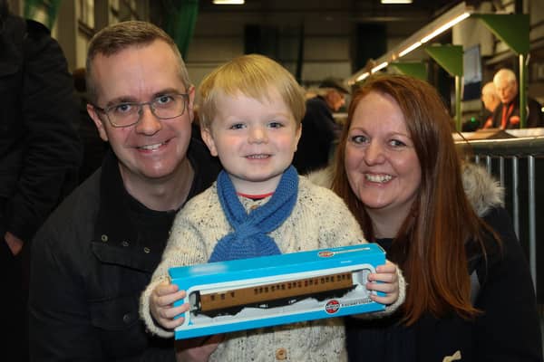Three-year-old Rory McIvor was one of the youngest visitors to the exhibition and he brought mum and dad Lesley and Graham with him.