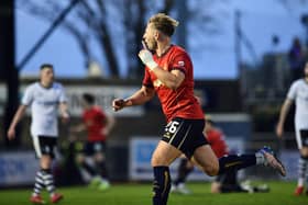 Sean Mackie celebrates his goal (Photo: Michael Gillen)