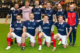 Falkirk’s squad on Saturday at this years revived Tennent’s Sixes at Renfrewshire’s Braehead Arena (Photo: Craig Foy/SNS Group)