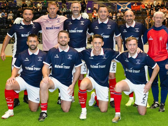 Falkirk’s squad on Saturday at this years revived Tennent’s Sixes at Renfrewshire’s Braehead Arena (Photo: Craig Foy/SNS Group)