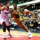 Kieron Achara in action for Glasgow Rocks against Leicester Ryders during the British Basketball All Stars Championships in 2018 (Photo by Alex Pantling/Getty Images)