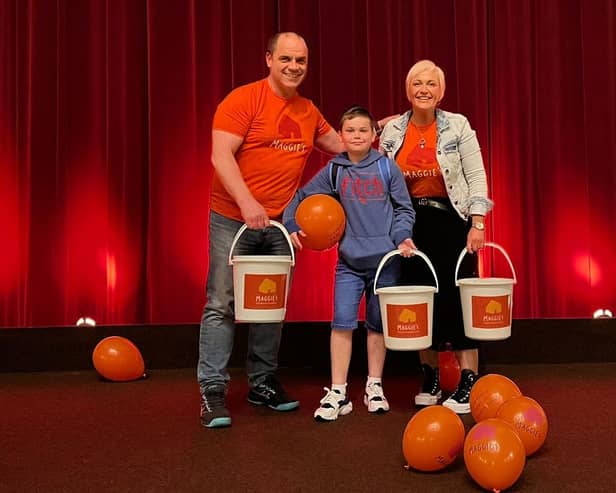 Bryan Allam and Angela Frater, pictured here with her son Millar (11) at the last movie night, will also be taking on the Edinburgh Half Marathon in May.