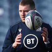 Finn Russell at a Scotland training session at Murrayfield in Edinburgh in March (Photo: Ian MacNicol/Getty Images)
