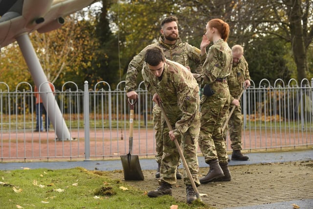 Staff and cadets of 1333(Grangemouth Spitfire) Squadron have more reason than most to ensure the Spitfire memorial is spick and span for the forthcoming Remembrance ceremony