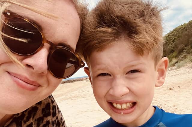 Brody McAteer, 10, with mum Laura Rutherford.