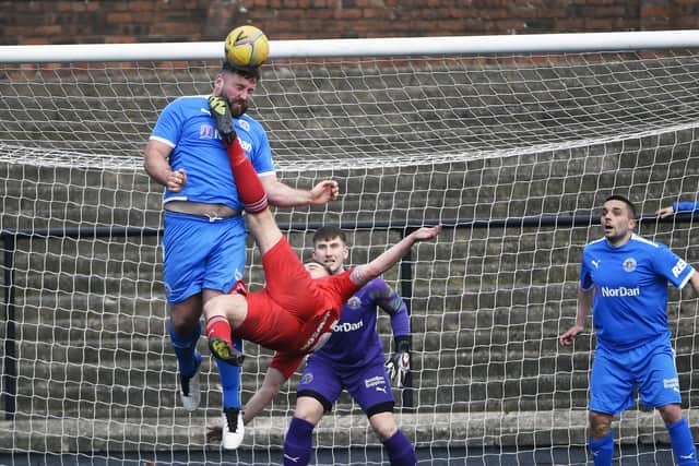 Bo'ness Athletic v Sauchie Juniors; 22/04/2023; Bo'ness; Newtown Park, EH51 0JX, Jamieson Avenue; Falkirk Council; Scotland; (Picture: Alan Murray)