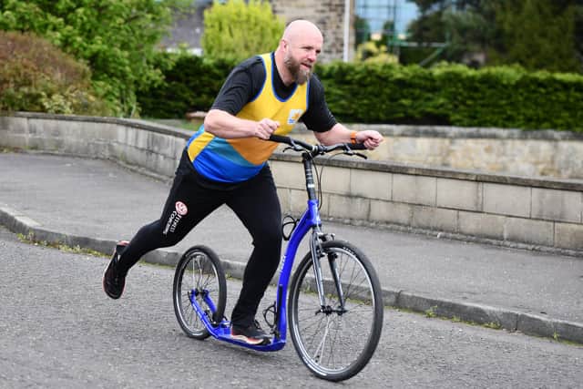 His challenge will see him attempt to break the Guinness World Record for completing the route on a scooter.  The current record is 21 days, he's aiming for ten.  Pic: Michael Gillen.
