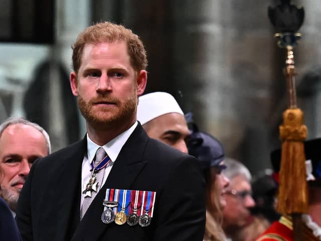 Prince Harry watched his dad being crowned king and then bolted (Picture: Ben Stansall/pool/AFP via Getty Images)