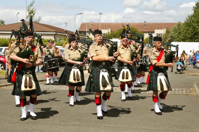 Argyll and Sutherland Highlanders pipe band.