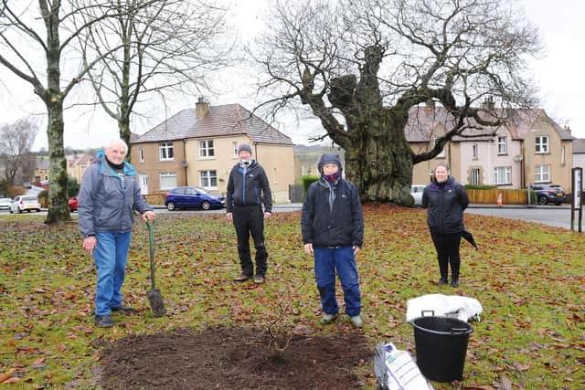 Pictured: George Mcarthur, chairman Denny and Dunipace Heritage Society; Councillor Paul Garner; Stewart Johnston and Katie Drummond, graduate planning and environmental Falkirk Council.