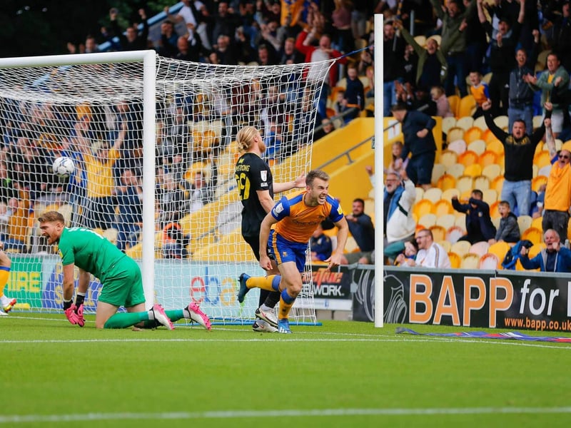 Rhys Oates celebrates his early goal.