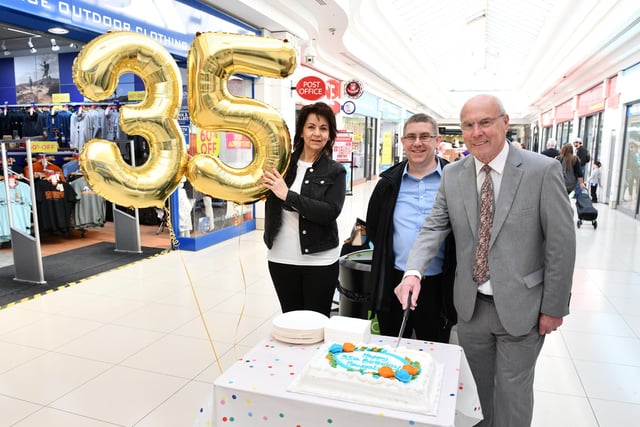 Christa Howell, Howgate Centre manager; with Alasdair Irving from the centre's management team and Alex Totten.