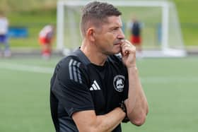 Camelon Junior manager Allan Moore watches weekend draw (Pics Mark Ferguson)