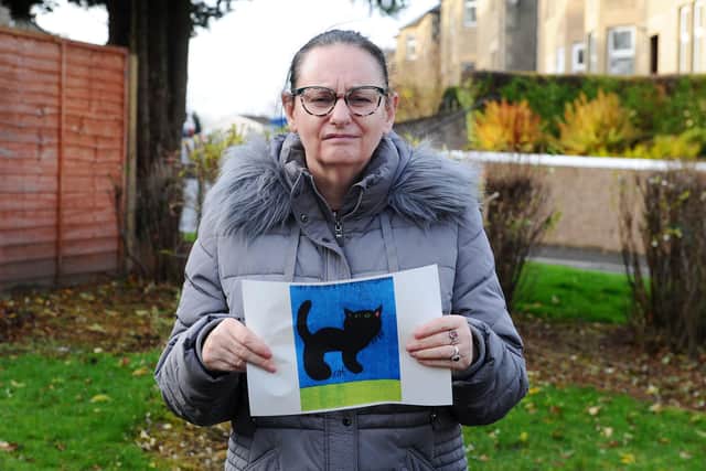 NHS Forth Valley Area 1 Housing Support Service resident Sandra Ormiston's artwork was selected for Japan's Paralym Art World Cup 2020. Picture: Michael Gillen.