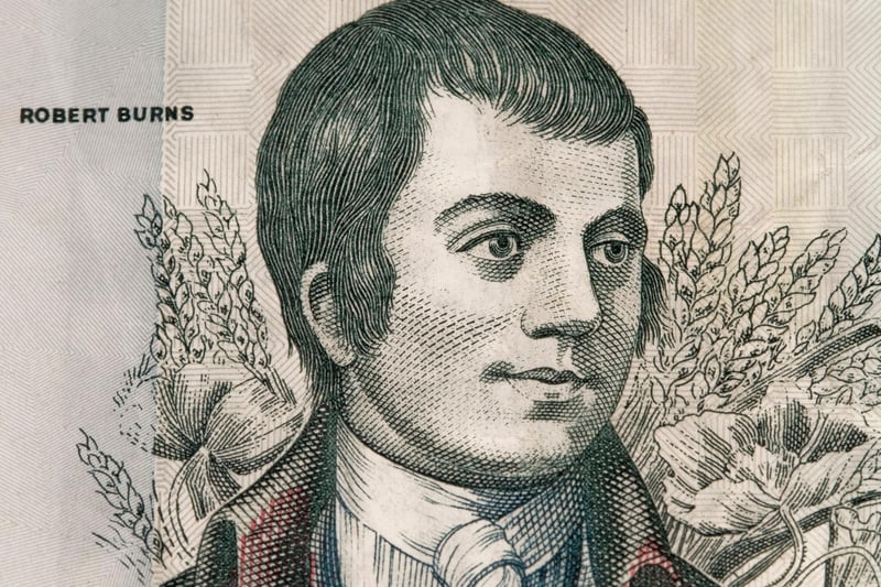 Robert Burns, as depicted on a Clydesdale Bank £10 note.