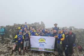 The fundraisers from Bo'ness Rugby Club at the top of Ben Nevis