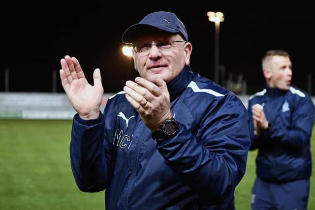 Falkirk boss John McGlynn admits he 'let his hair down' after the Ayr United victory on Monday night (Pics by Michael Gillen)
