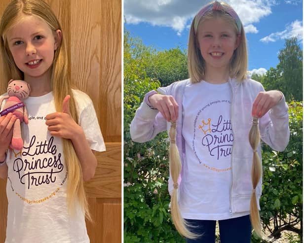 Schoolgirl Annabelle Gray with her before and after hair cut