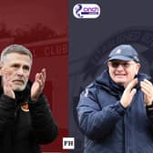 Stenhousemuir and Falkirk are both closing in on their respective League Two and League One titles (Collage images: Michael Gillen/Scott Louden/Alan Murray)