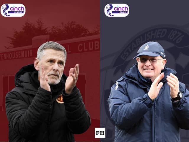 Stenhousemuir and Falkirk are both closing in on their respective League Two and League One titles (Collage images: Michael Gillen/Scott Louden/Alan Murray)